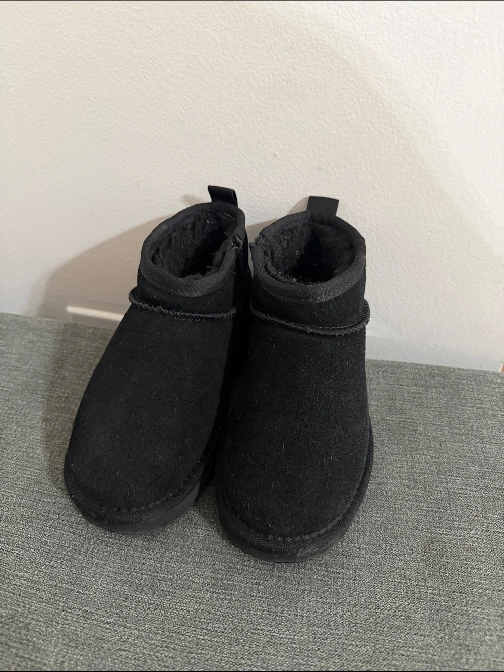BearPaw Kids Black Cozy Hook-and-Loop Ankle Slippers